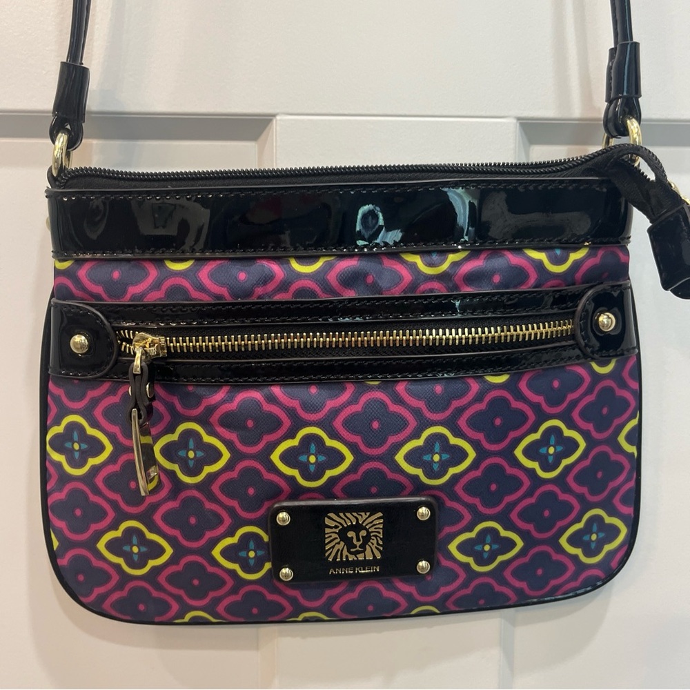 Anne Klein Geometric Hot Pink & Lime‎ Green Over the Shoulder Cross Body Purse